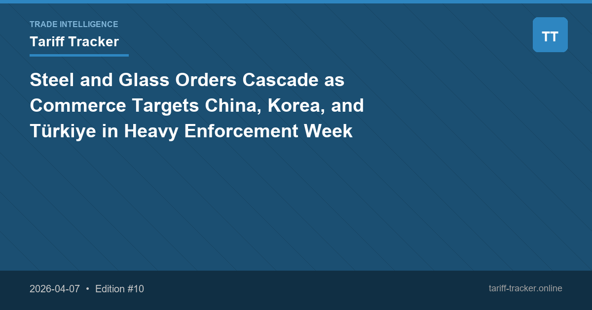 Steel and Glass Orders Cascade as Commerce Targets China, Korea, and Türkiye in Heavy Enforcement Week
