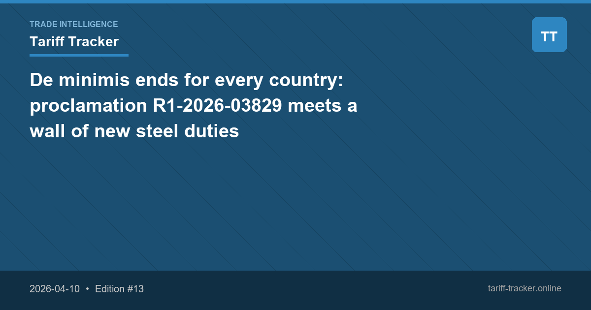 De minimis ends for every country: proclamation R1-2026-03829 meets a wall of new steel duties